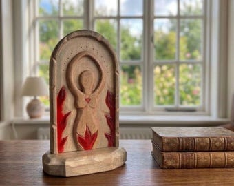 Wooden Goddess Statue, Hand Carved Female Figure, Pagan Altar Decor, Divine Feminine Art, Wiccan Spiritual Gift, Fertility Totem, Sacred Fla