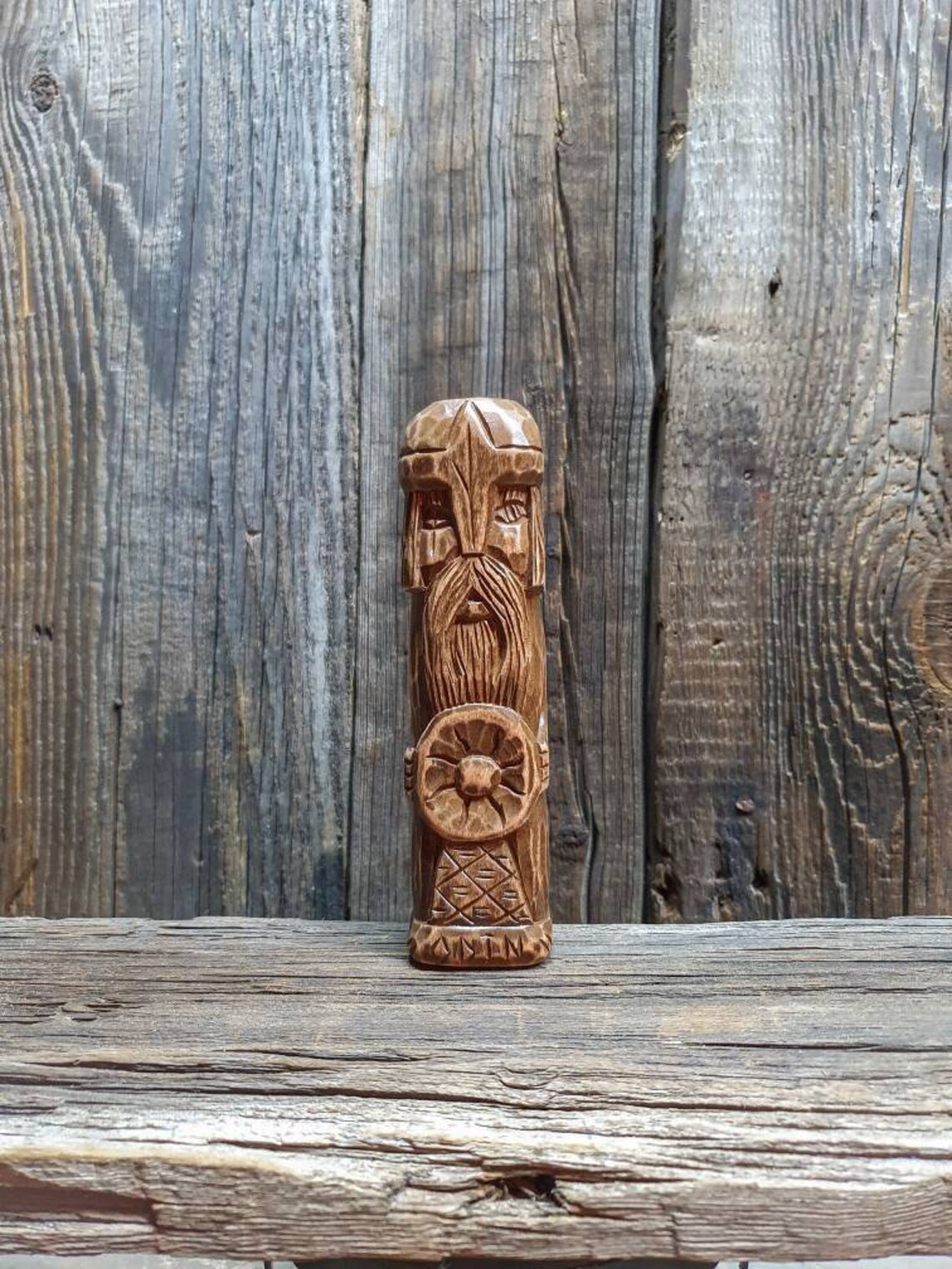 Odin Hand Carved God Wood Statue Wood Carving Wood God Small Etsy