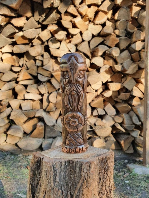 Odin Hand Carved God Wood Statue Wood Carving Wood God Small Etsy