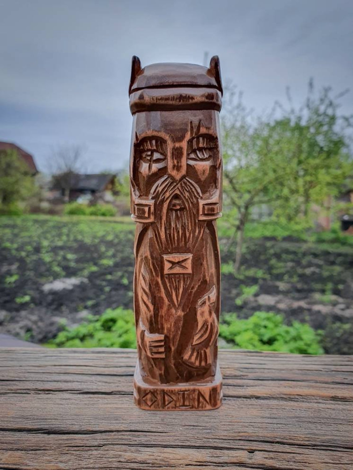 Odin god Wood Statue Etsy