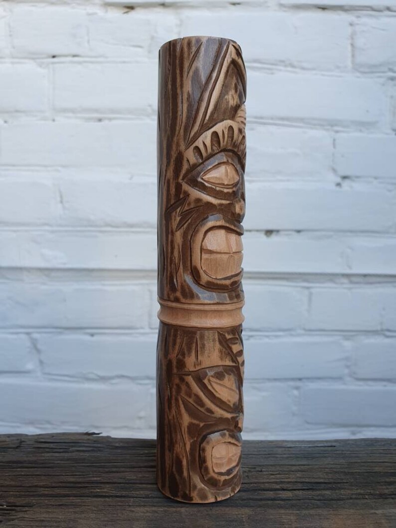 Wooden Tiki Statues Tiki Totem Hand Carved Statue Tiki Bar Etsy