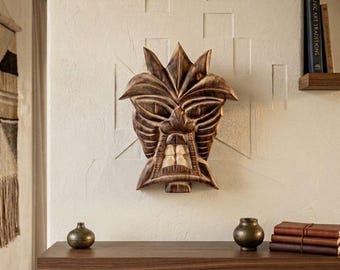 アフリカの木のマスク、彫刻された木のマスク、ティキマスクの木、木の