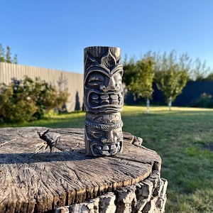 Hand Carved Wooden Tiki Statue: Hawaiian Decor Totem