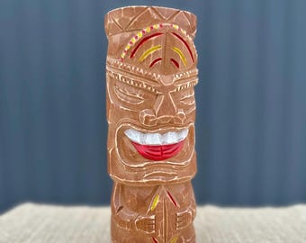 7インチ LONO TIKI、幸運と幸福の神、ハワイアンティキ神の木彫り