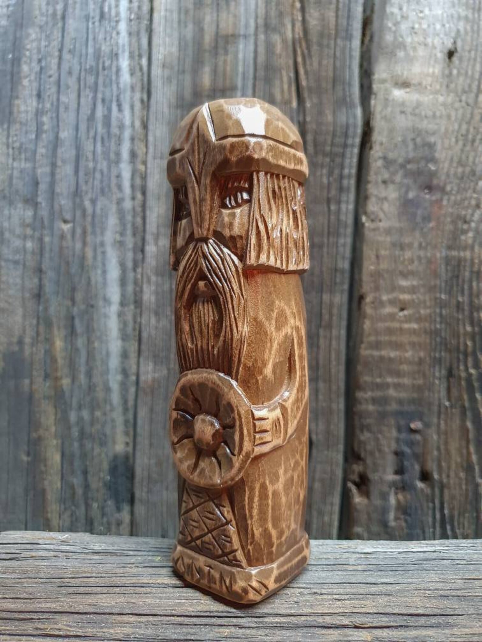 Odin Hand Carved God Wood Statue Wood Carving Wood God Small Etsy