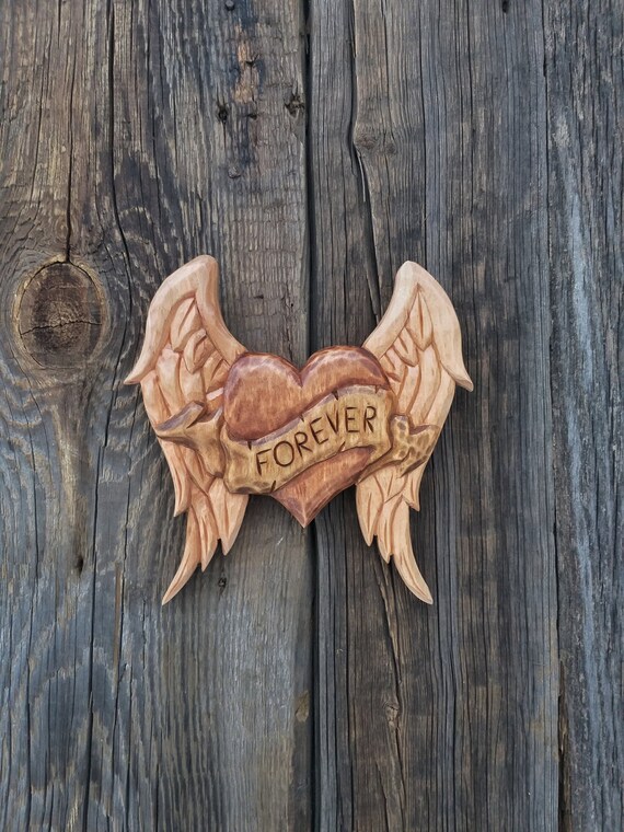 Wooden Heart Wall Decor Hand Carved Valentines Day Gifts Wood Carving Hanging Home Love Sign