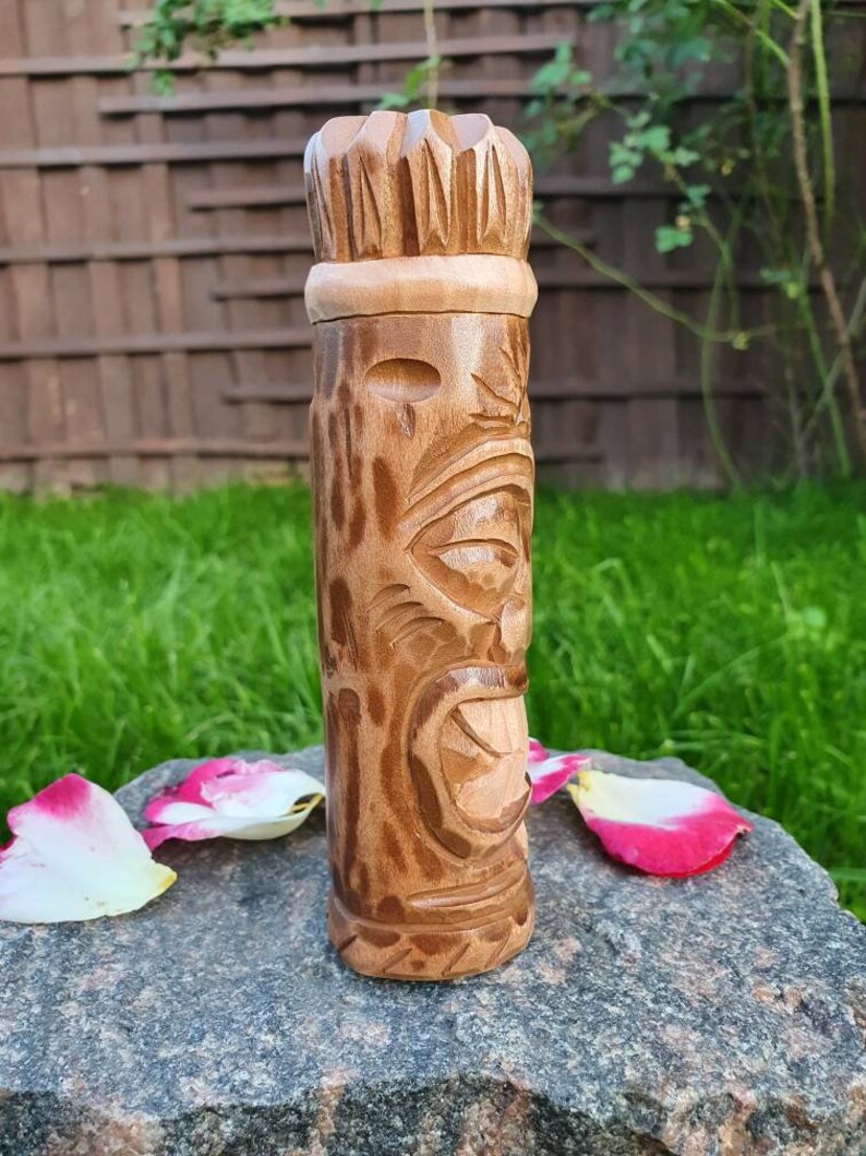 Tiki Decor Wood Tiki Figure Hand Carved Wood Tiki Bar Wooden Etsy
