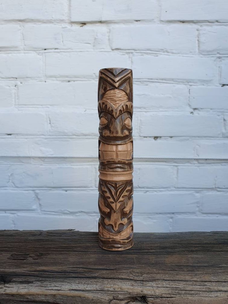 Wooden Tiki Statues Tiki Totem Hand Carved Statue Tiki Bar Etsy