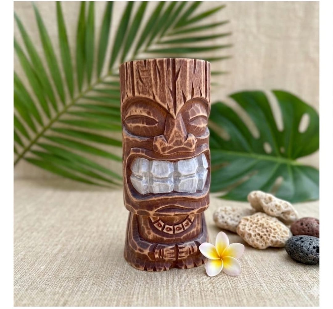 Hand Carved Polynesian Tribal Statue, Primitive Wood Art Sculpture