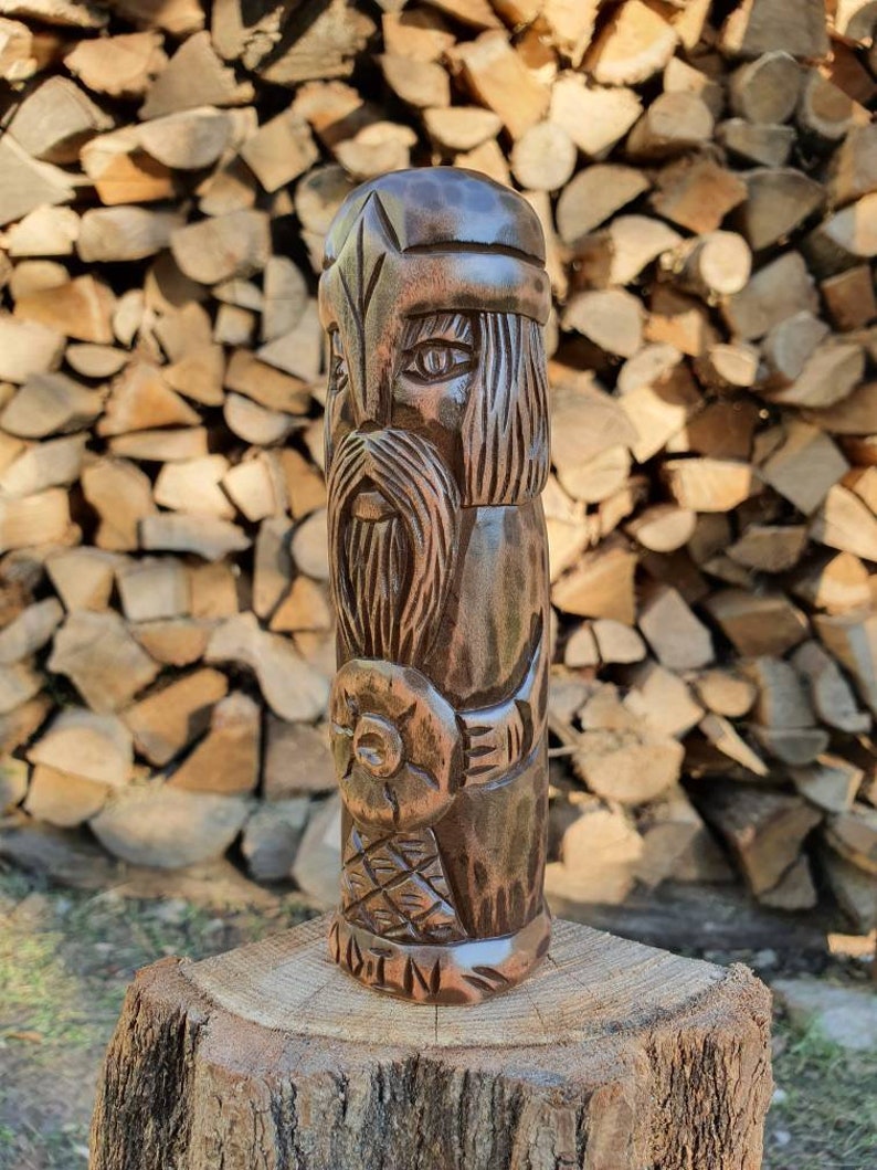 Odin Hand Carved God Wood Statue Wood Carving Wood God Small Etsy