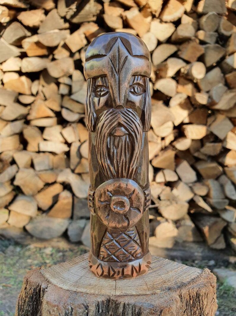 Odin Hand Carved God Wood Statue Wood Carving Wood God Small Etsy