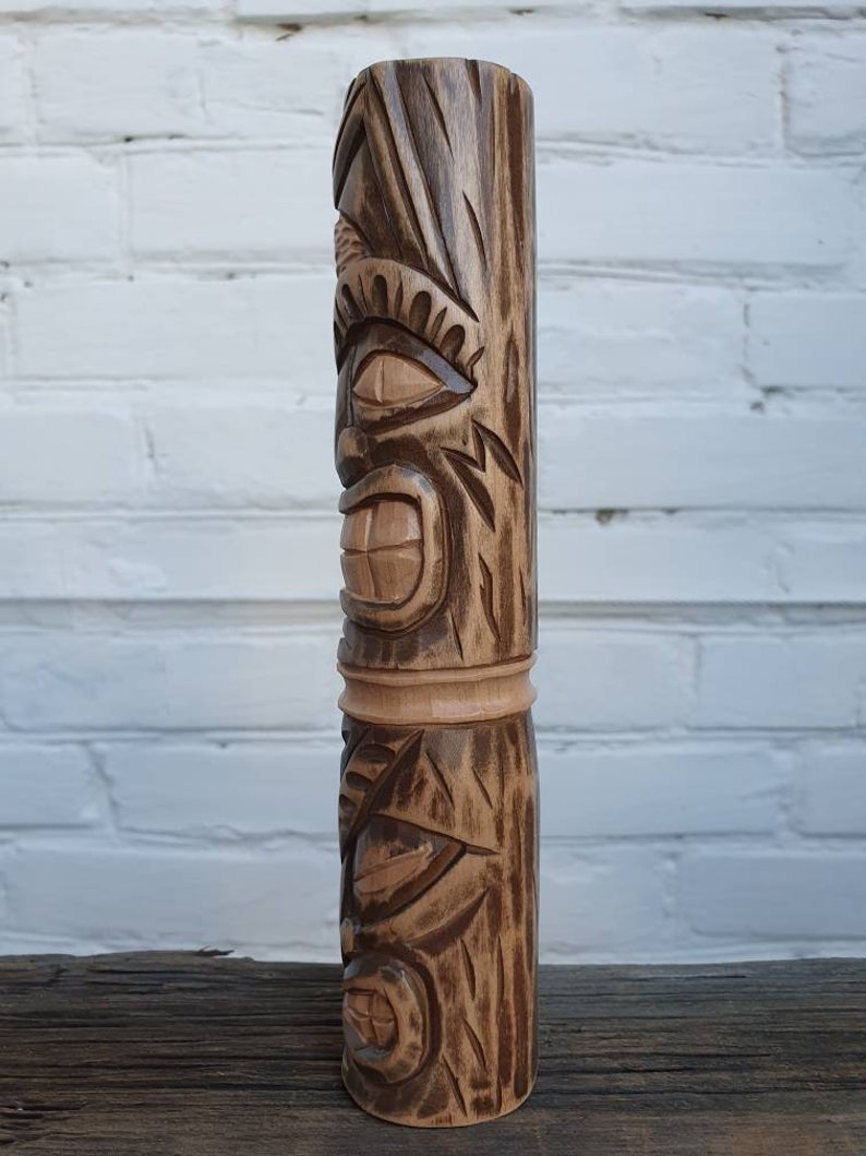 Wooden Tiki Statues Tiki Totem Hand Carved Statue Tiki Bar Etsy