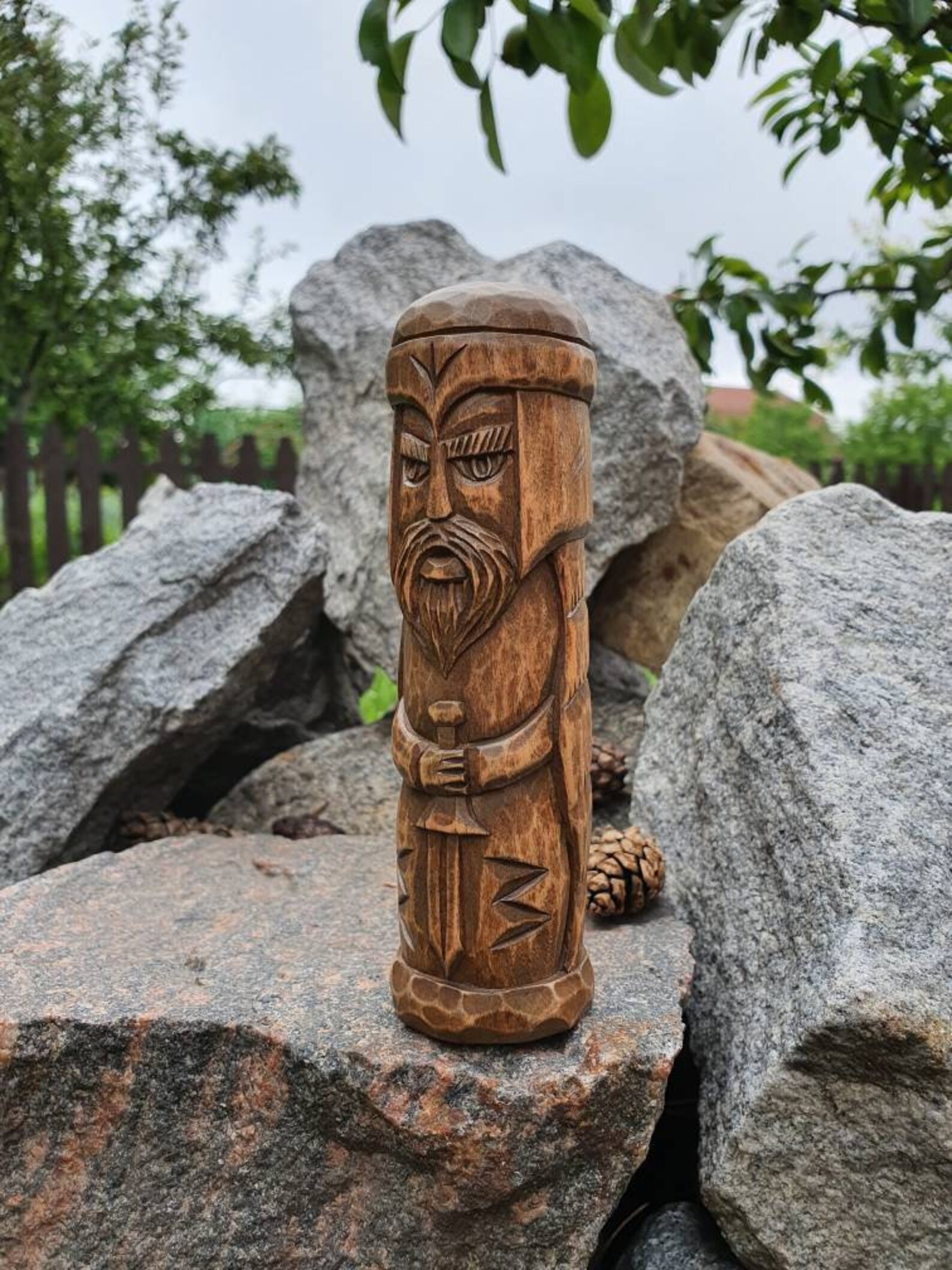 Wooden Statue Viking God Odin Nordic Etsy