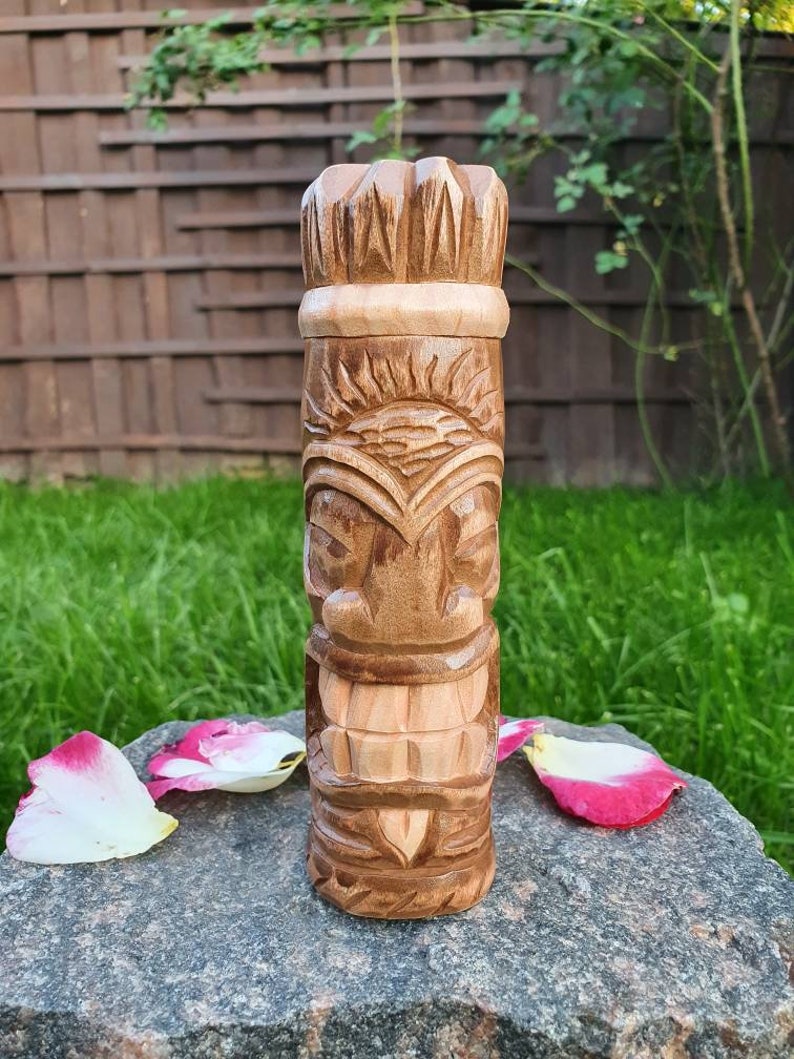 Tiki Decor Wood Tiki Figure Hand Carved Wood Tiki Bar Wooden Etsy
