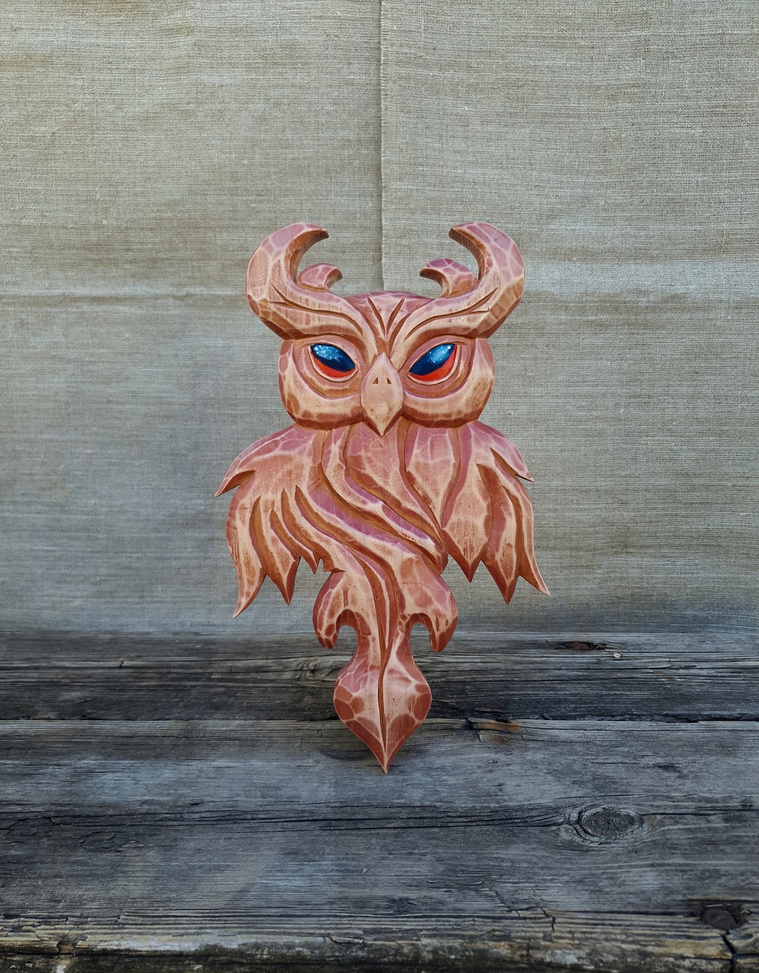 Wooden Owl Wood Carving Owl Wall Decor Wall Hanging Wooden Animals Owl Figurine Etsy