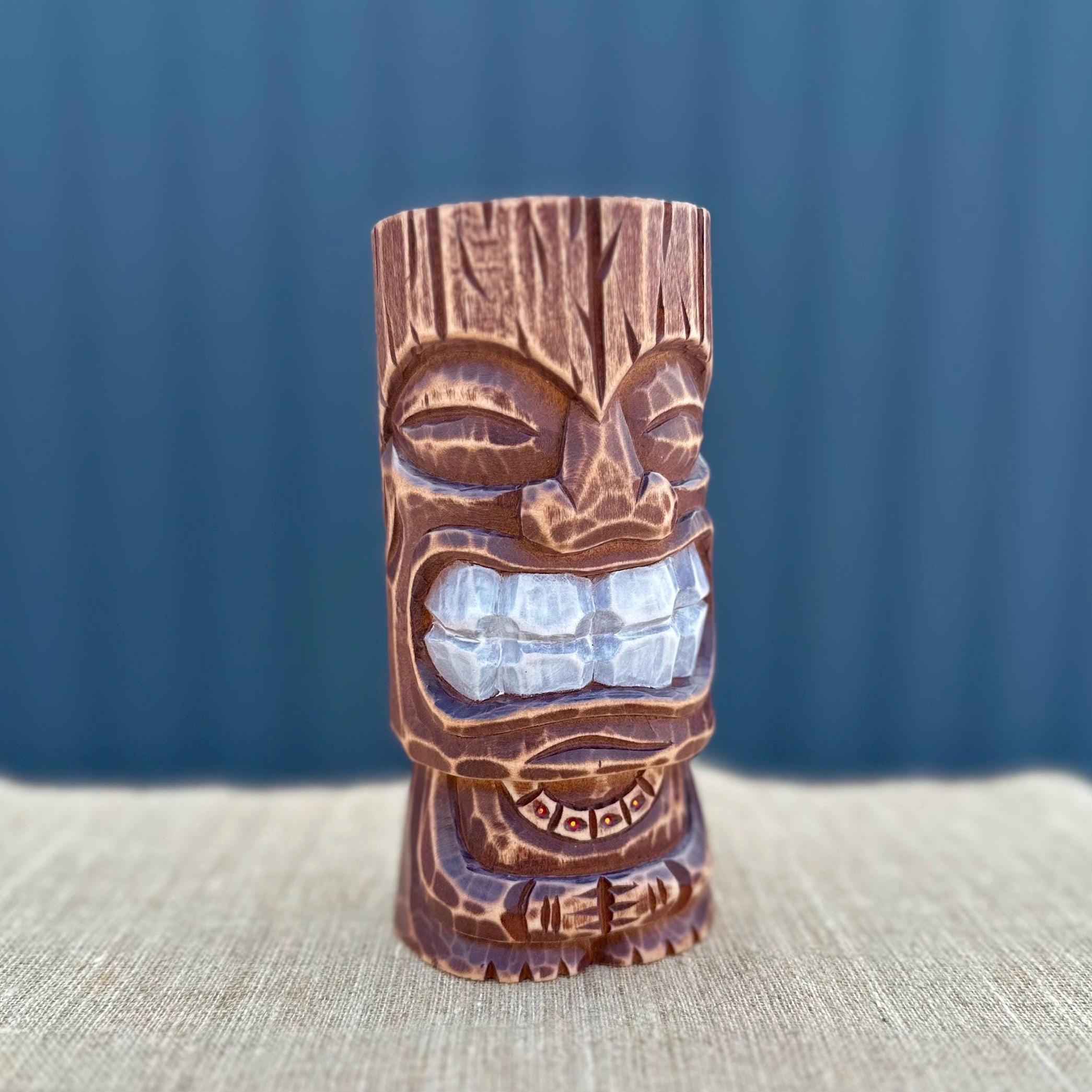 Hand Carved Polynesian Tribal Statue, Primitive Wood Art Sculpture