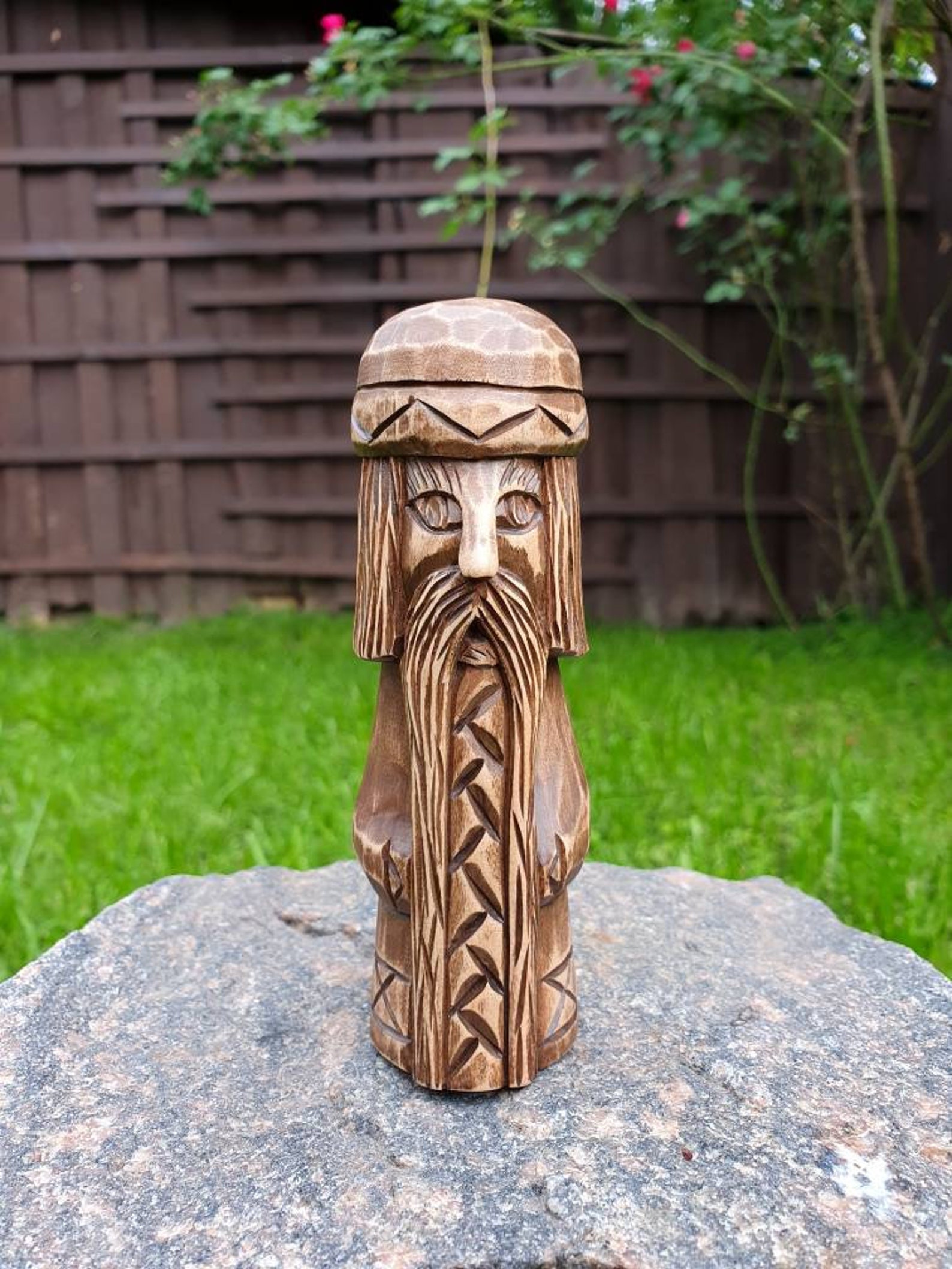 Wooden Statue Hand Carved Wooden Figurine God Vidar Carved God Etsy