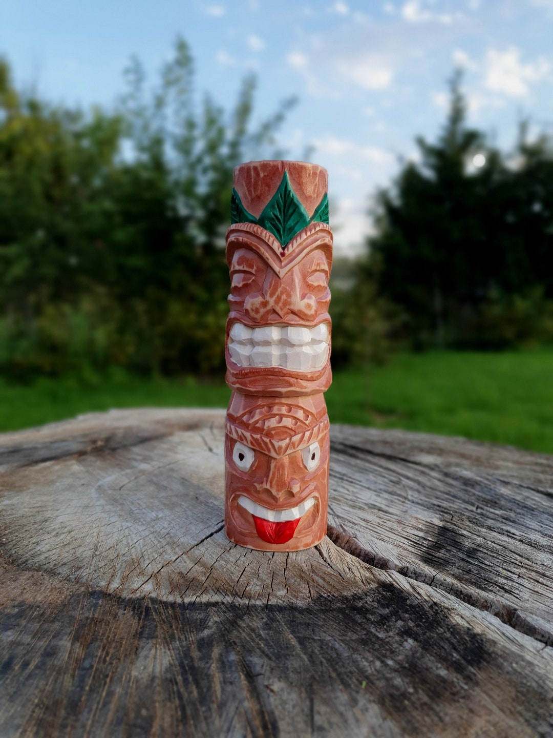 Hawaiian Tiki Statue Tropical Wooden Statue Etsy