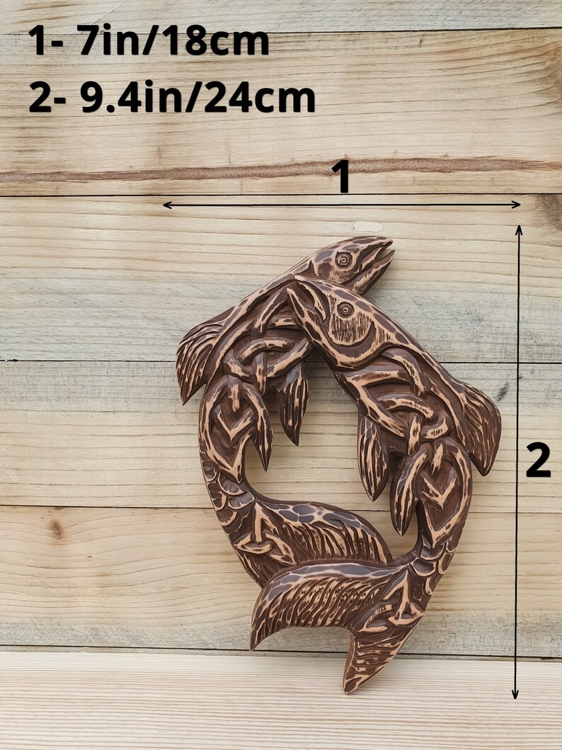 Wood Fish Celtic Decor Fish Wall Hanging Wood Carved Fish Wood Etsy