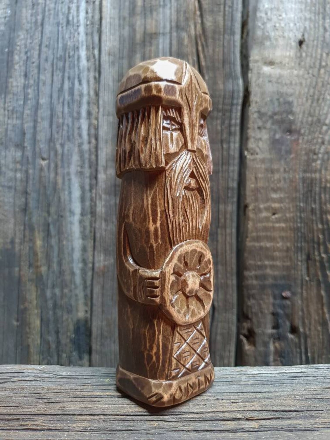 Odin Hand Carved God Wood Statue Wood Carving Wood God Small Etsy