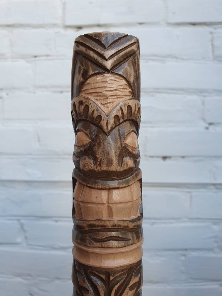 Wooden Tiki Statues Tiki Totem Hand Carved Statue Tiki Bar Etsy