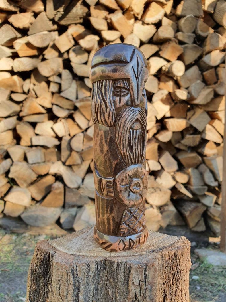 Odin Hand Carved God Wood Statue Wood Carving Wood God Small Etsy