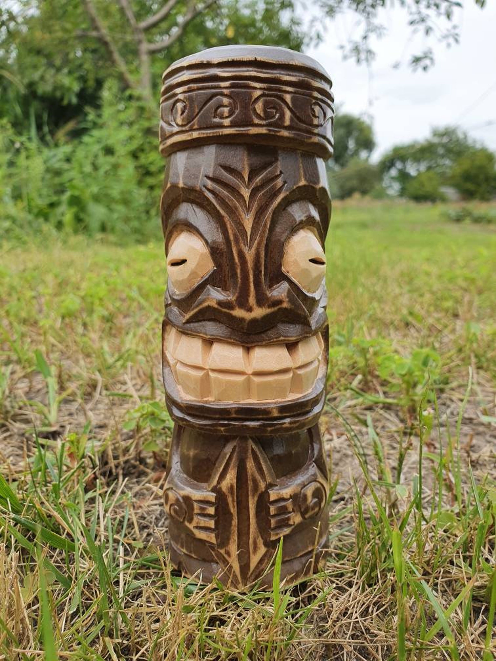 Hawaiian tiki statue wooden decor hand carved  etsy Hawaiian tiki statue wooden decor hand carved  etsy