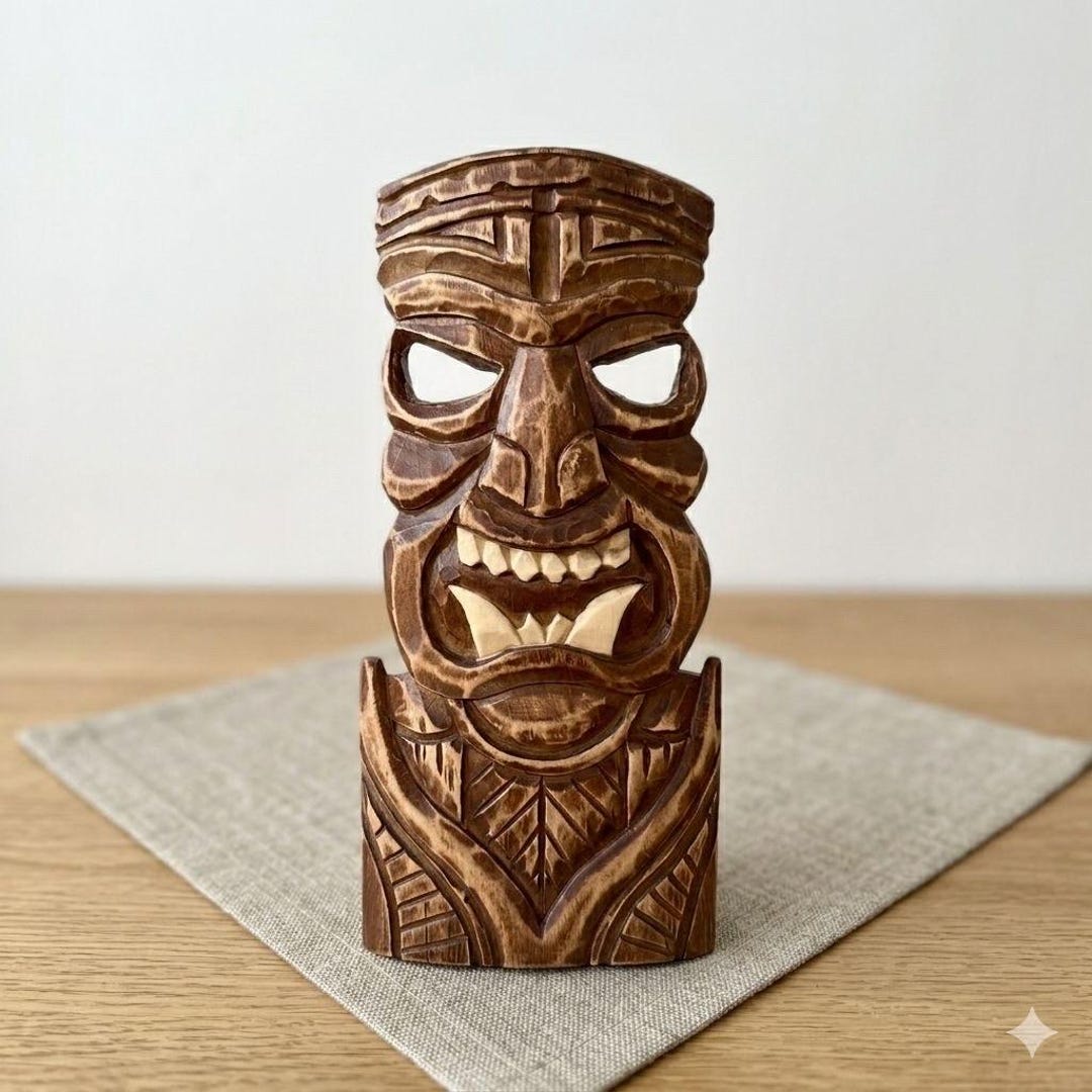 Tiki Wall Mask – Premium Wooden Wall Art, Hawaiian Hand Carved