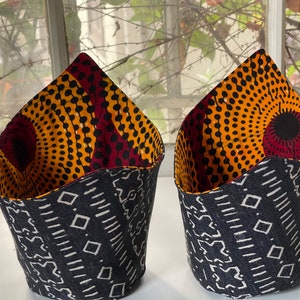 2 African Fabric Baskets/Storage Baskets