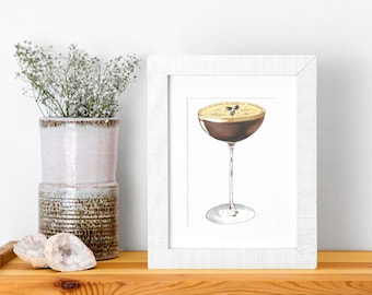 Impresión de espresso martini / Arte de cóctel / Arte con marcadores / Arte con carrito de bar / Arte de pared