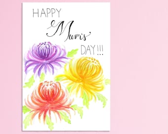 Chrysanthemum Mother's Day Card | Greeting Card | Watercolor | Digital Print