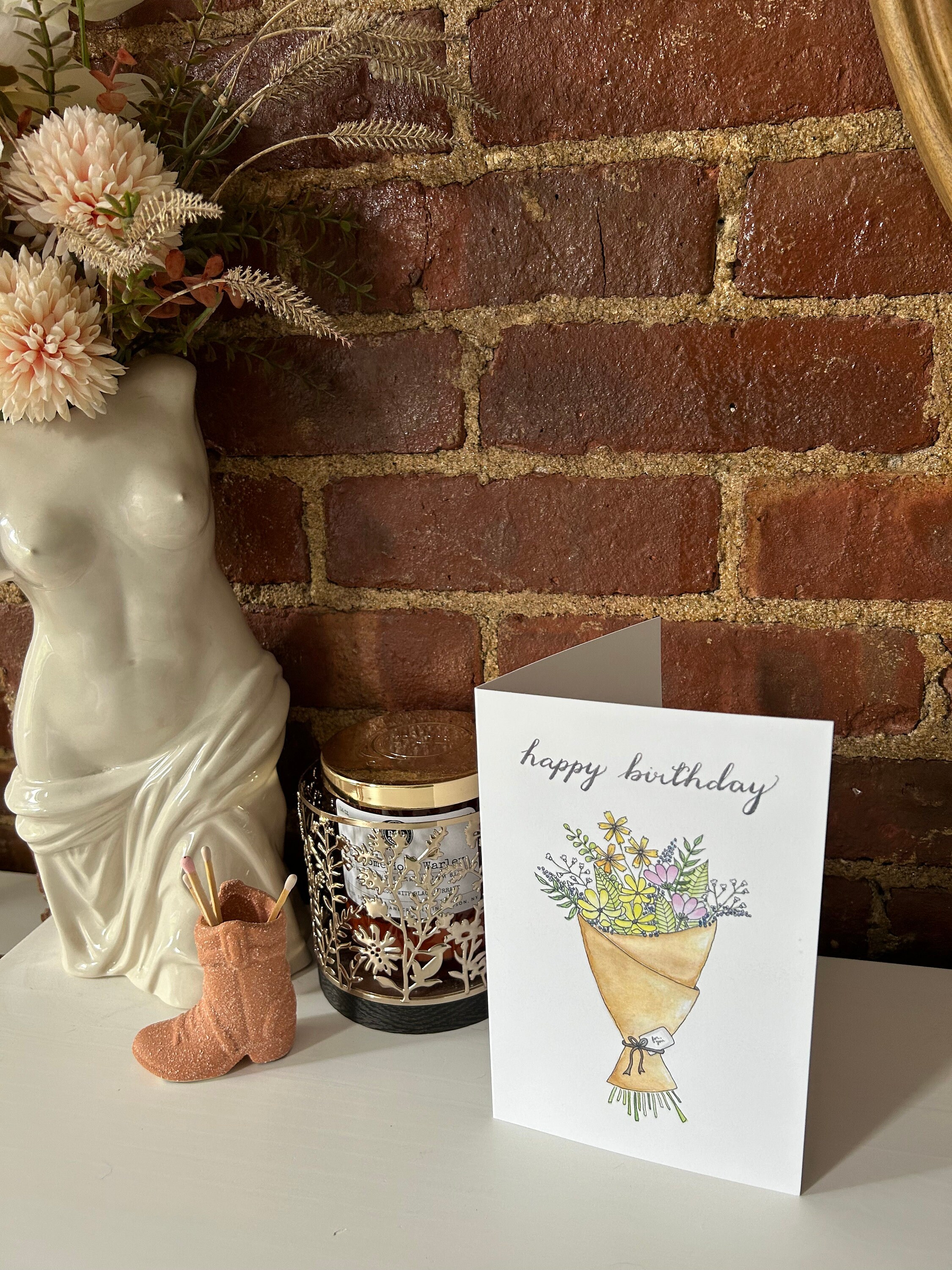 Floral Bouquet Birthday Card | Greeting Card | Watercolor - Etsy