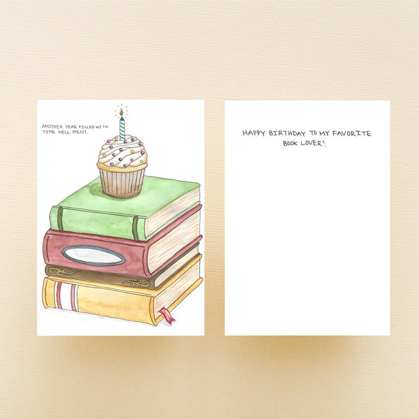Book Lover Birthday Card | Greeting Card | Watercolor | Digital Print