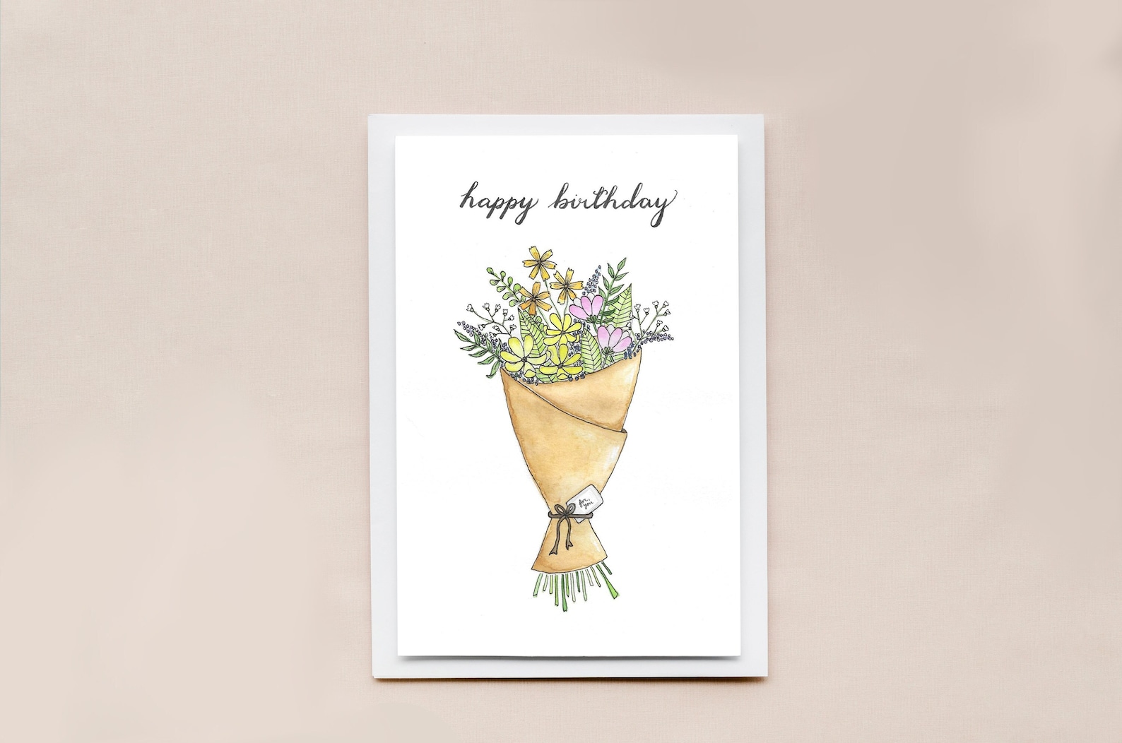 Floral Bouquet Birthday Card | Greeting Card | Watercolor - Etsy