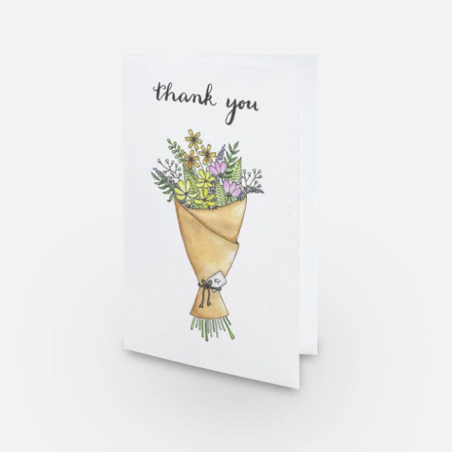 Floral Bouquet Thank You Card | Greeting Card | Watercolor - Etsy