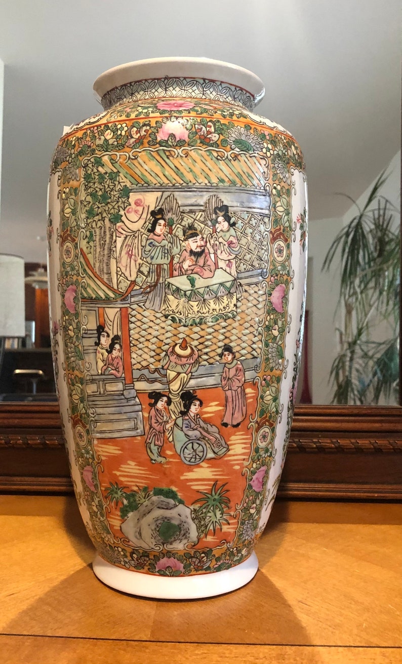 Tall Rose Medallion Vase