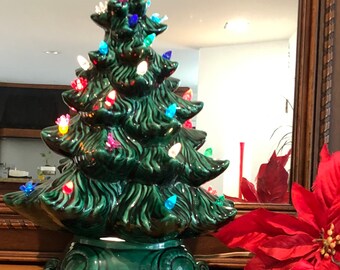 36cm Vintage Mold Ceramic Pink Flocked Super Christmas Tree Lights Up 36cm Vintage Mold Ceramic Pink Flocked Super Christmas Tree Lights Up