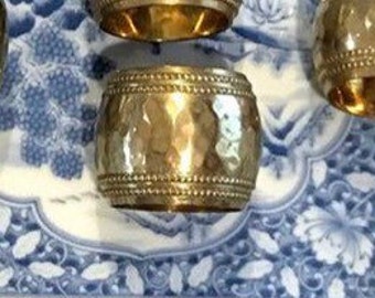 Brass hammered napkin rings