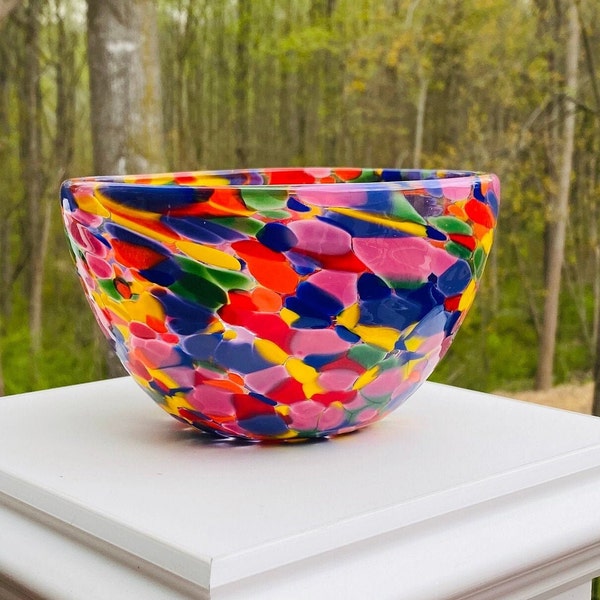 Hand Blown Glass: Rainbow Bowl