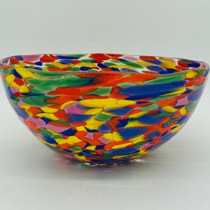 Hand Blown Glass: Rainbow Fruit Bowl