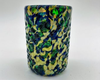 Hand Blown Glass: Green/Blue Mix Pineapple Shot Glass