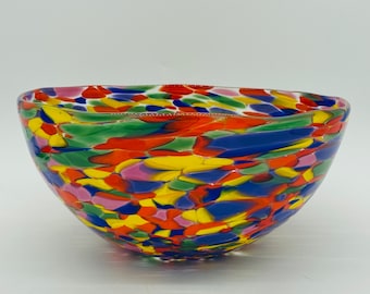 Hand Blown Glass: Rainbow Fruit Bowl