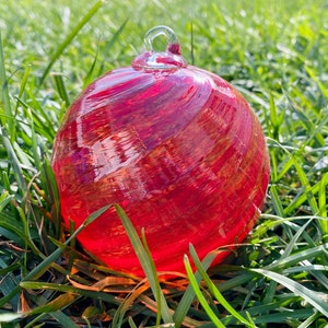 Hand Blown Glass: Red Optic Twist Ornament