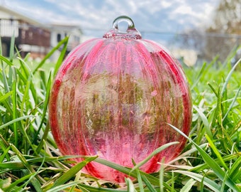 Hand Blown Glass: Pink Straight Optic Ornament