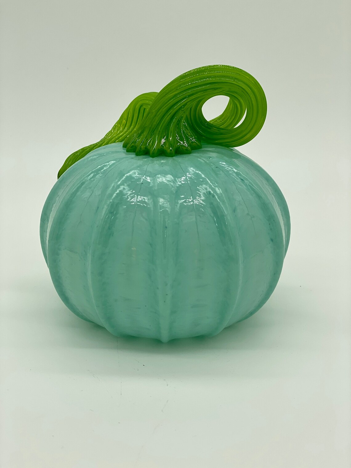 Hand Blown Glass Robins Egg Blue Pumpkin Etsy