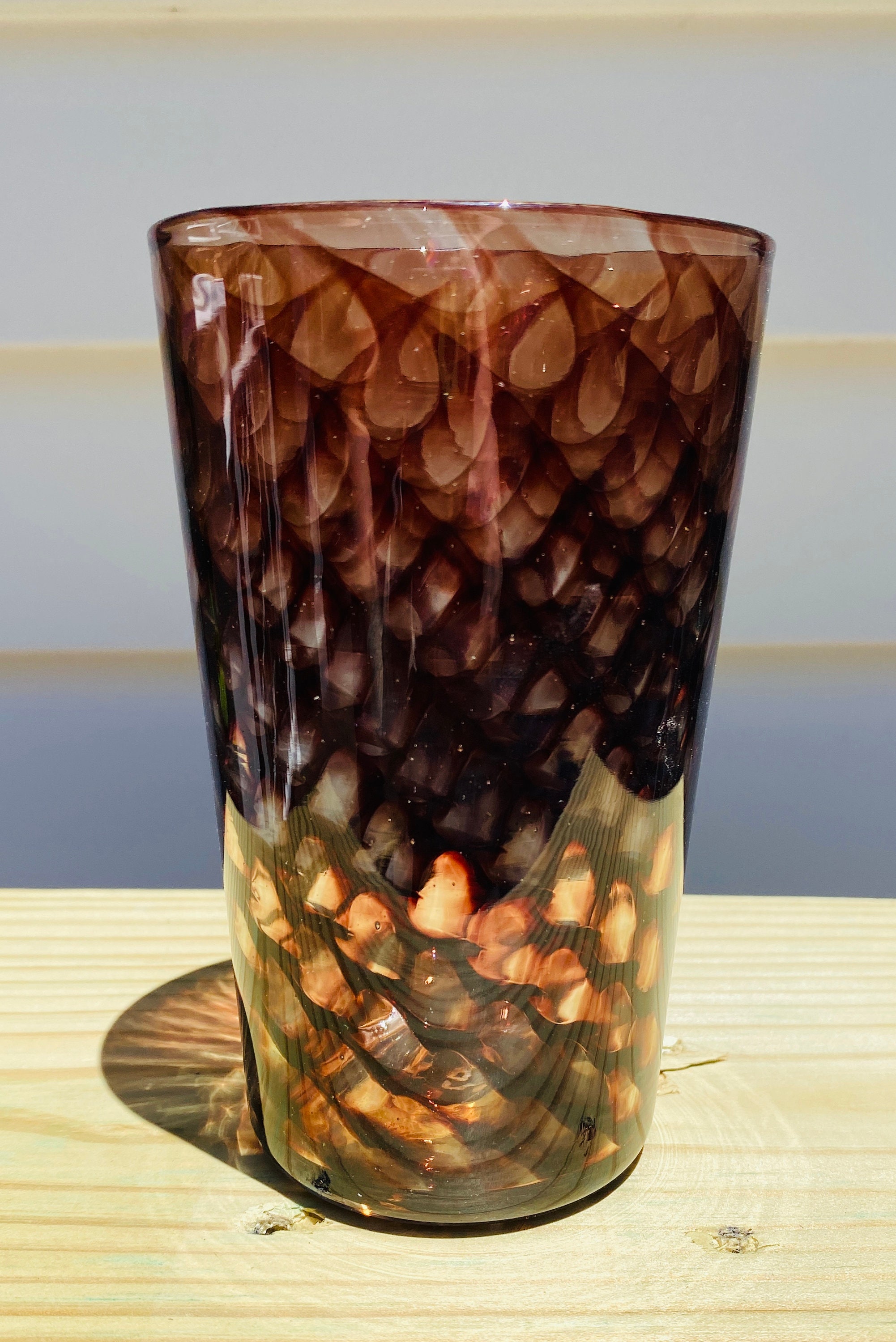 Hand Blown Glass Ruby Double Optic Pint Glass Etsy