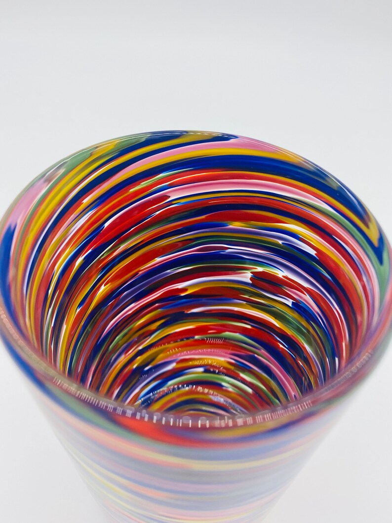 Hand Blown Glass Rainbow Twist Tumbler Etsy