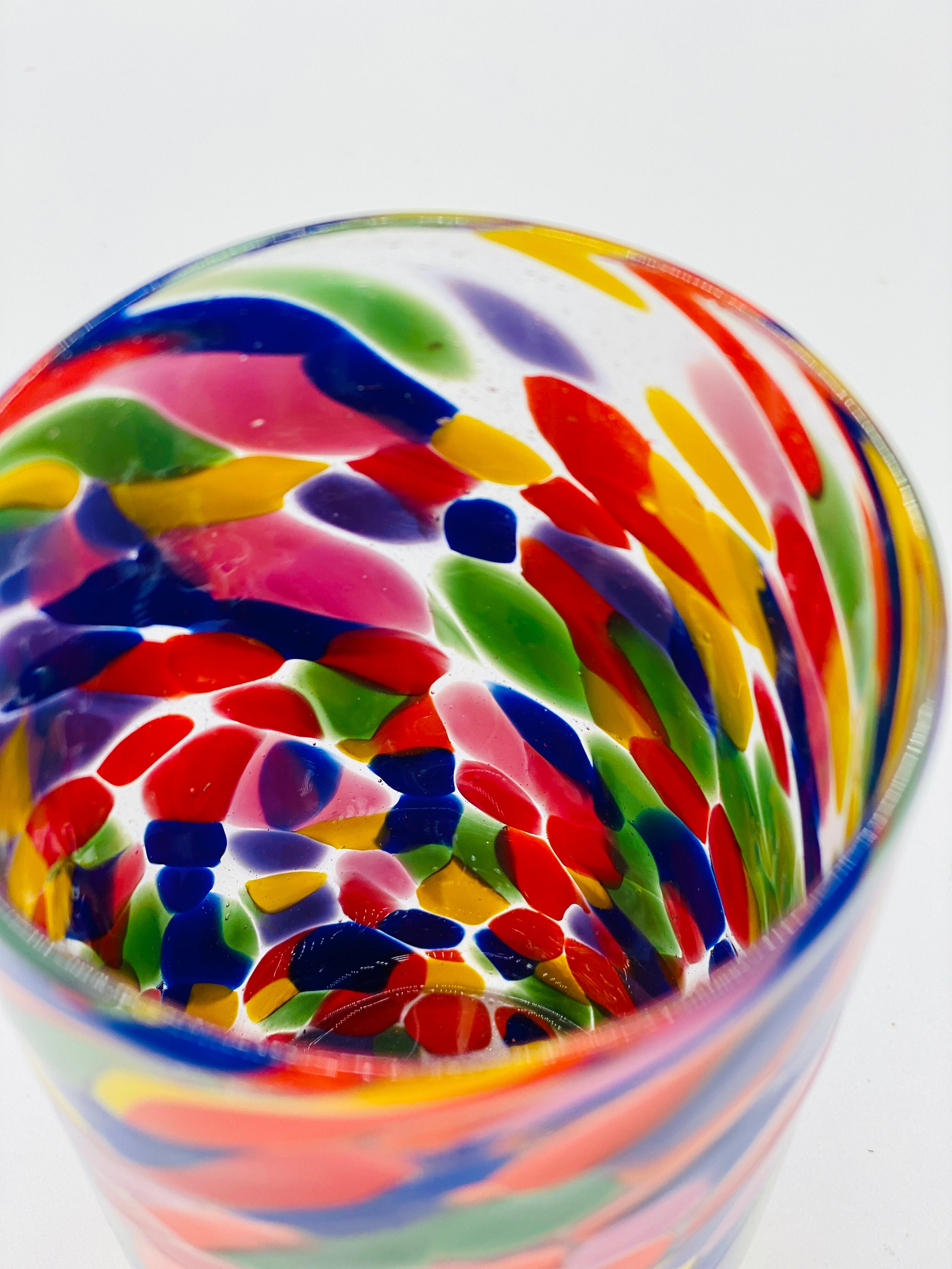 Hand Blown Glass Rainbow Tumbler Etsy