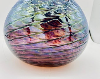 手吹きガラス：青/紫の縮小丸型花瓶 - Etsy 日本