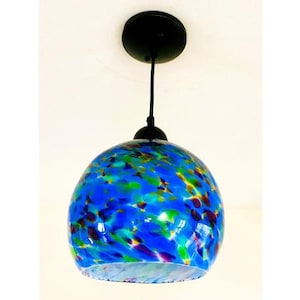 Hand Blown Glass: Blue Mix Pendant Light Shade